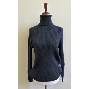 Kenar 100% Cashmere Turtleneck Ribbed Knit Sweater Womens Size M Gray